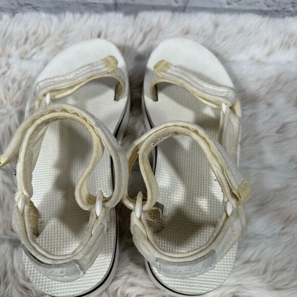 Teva White Flatform Universal Mesh Print Platform‎ Sandals Size 9 - Picture 8 of 10